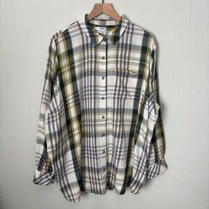 Sonoma Kohls Size 3X Plaid Cotton Modal Long Sleeve Button Down Top